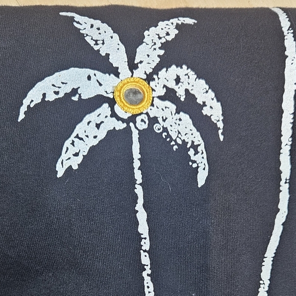 Vintage Cité Black Cotton Maxi Dress Embroidered Palm Trees size 2X - Picture 5 of 6